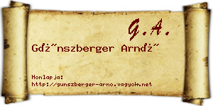 Günszberger Arnó névjegykártya